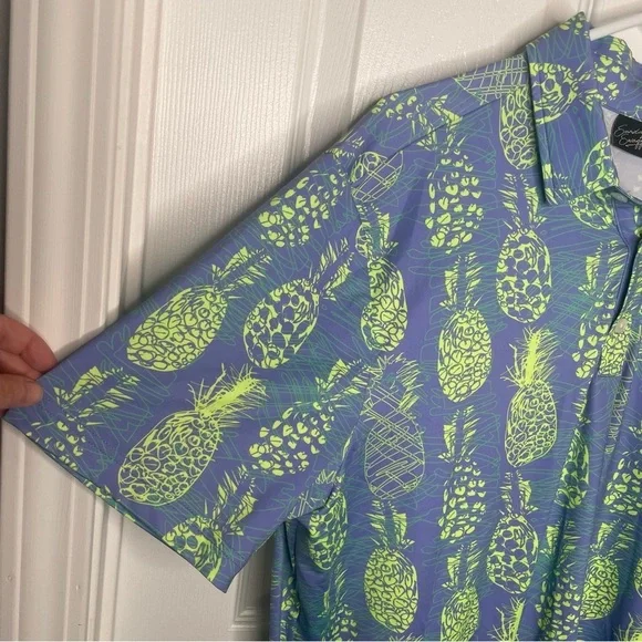 Sunday Swagger Tropical Thunder Golf Polo Neon Pineapple Novelty Print XL - Picture 5 of 8